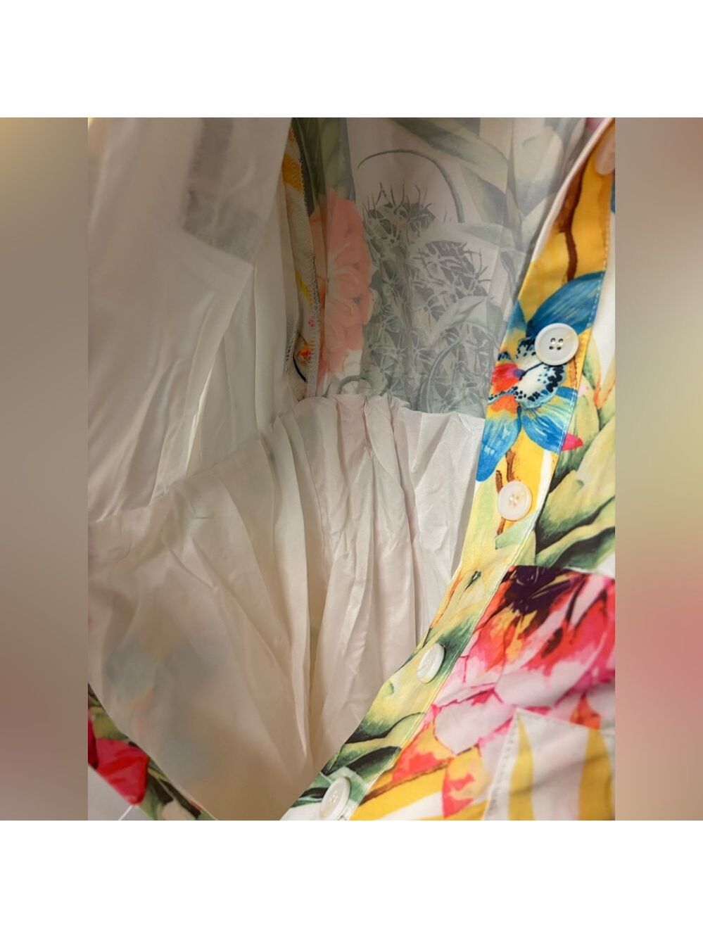 Luxxel white tropical floral sleeveless belted jumpsuit pockets Medium NEW NWT - Picture 10 of 15
